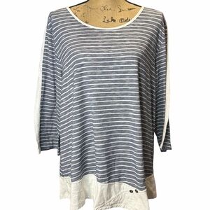 Seven forty two Casual Striped Navy and White Long Sleeve Top. EC. Size X-Large